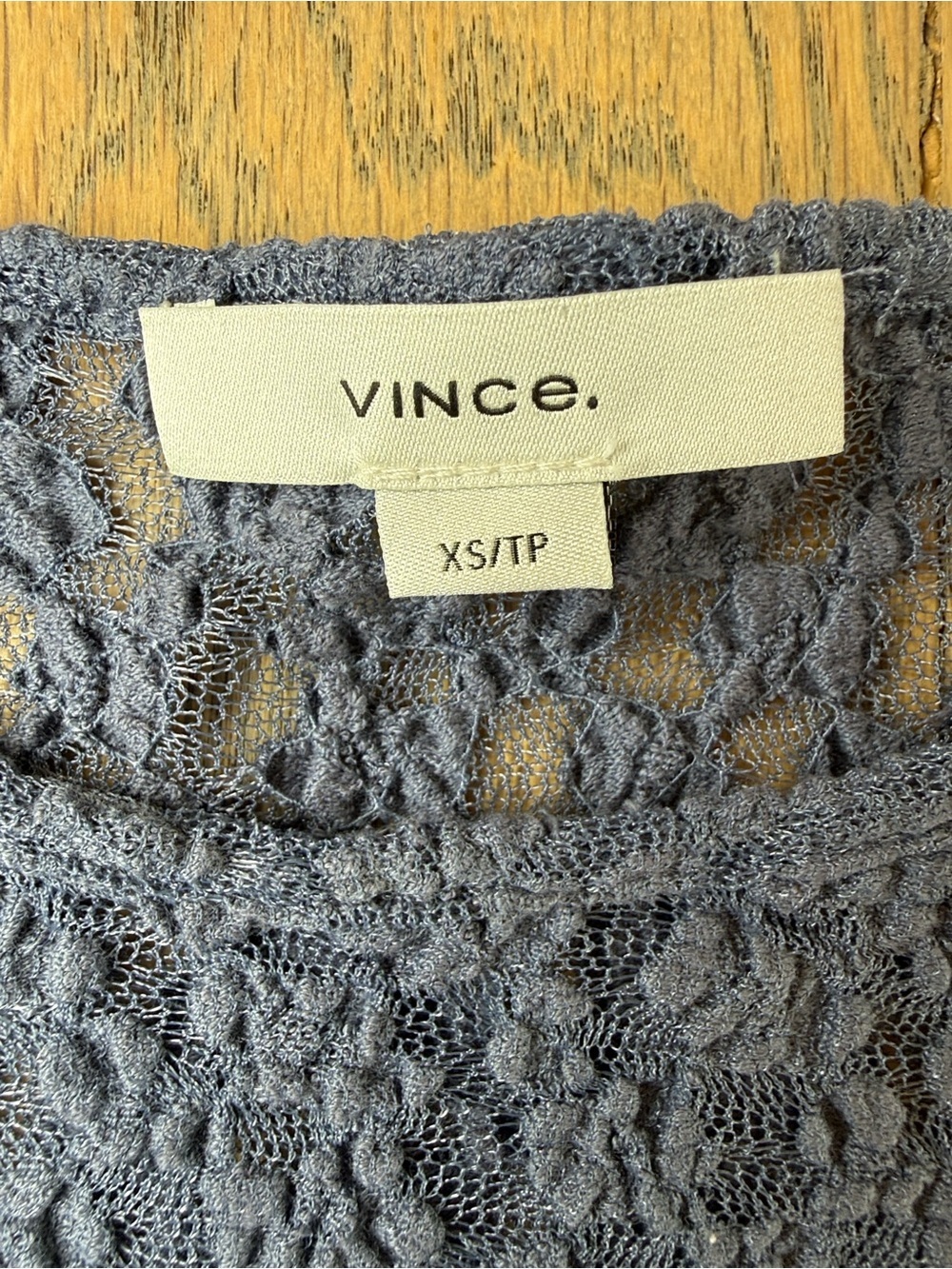 NWT VINCE Smocked Lace Blue Top Size X-Small - Picture 6 of 16